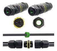 CTRICALVER 2pcs IP68caja de conectores impermeables PVC uso exterior | subterráneo cajas conexiones eléctricas para Cable de Diámetro Ø 9-12mm|acoplador de manguito exterior negro Para 2 PIN / 3 PIN