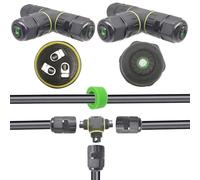 CTRICALVER 2pcs IP68caja de conectores impermeables uso exterior |Tipo T subterráneo cajas conexiones eléctricas para Cable de Diámetro Ø 9-12mm|acoplador de manguito exterior negro Para 2 PIN / 3 PIN