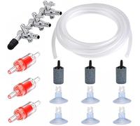 CTRICALVER 3-Way Distribuidor del Divisor de la Bomba de Agua del Control de Flujo de Aire con 5m Tubo de oxígeno, Ventosas, Válvula de Retención, Piedras de Aire