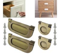CTRICALVER 4pcs Manijas invisibles |Bronce Mini Tiradores de barra de Acero inoxidable | para puerta de armario armario cajón asas Pack Set Mobiliario de oficina-Con tornillos (75mm＆35mm)