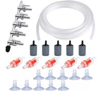 CTRICALVER 5-Way Distribuidor del Divisor de la Bomba de Agua del Control de Flujo de Aire con 5m Tubo de oxígeno, Ventosas, Válvula de Retención, Piedras de Aire