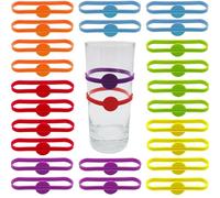 CTRICALVER Identificador de Copas, 24 pcs Identificadores de Vidrio Marcadores de Bebidas de Silicona,para Fiesta de Bar en Casa (6 colores)