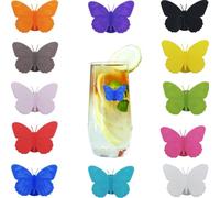 CTRICALVER Identificador de Copas, Tipo Mariposa Identificadores de Vidrio Marcadores de Bebidas de Silicona, copas de vino y adornos interesantes(12 colores*1 pcs)