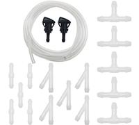 CTRICALVER Juego Manguera de Agua Limpiaparabrisas, 5M Manguera Limpiaparabrisas Coche, Manguera de Rociadores, con 15 Piezas Conector de Manguera (Y I T-Tipo) + 2 Pcs Boquilla de rociador