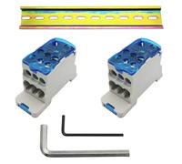 CTRICALVER Kit de terminales de carril DIN, 2 pcs Caja de Conexiones de Riel DIN 160A, 1 pcs C45 Riel DIN, Con llave hexagonal