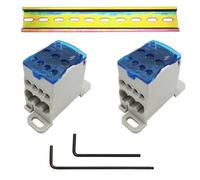 CTRICALVER Kit de terminales de carril DIN, 2 pcs Caja de Conexiones de Riel DIN 80A, 1 pcs C45 Riel DIN, Con llave hexagonal