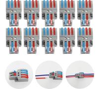 CTRICALVER Lever-Nut Surtidas Conector Paquete de 10, Bloque de Terminales de Barra de Presión Bilateral, 2 en 4 fuera Conductor Compacto Cable Conector，Con tornillos de montaje