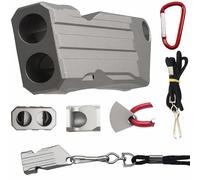 CTRICALVER Silbato Emergencia, Silbato Supervivencia, Silbato, Aleación de Aluminio de Doble Tubo de Alto Decibelio, Silbato Rescate con Cordón y Llavero, Rayas Verticales Plateadas