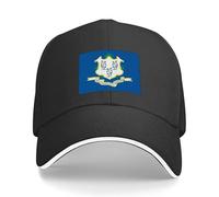 CTRLTSXUS Bandera estatal de Connecticut Baseball, Gorra de Wild Ball, Casco Negro, Gorra Militar de Hombre, Gorras Femeninas para The Sun, Hombres