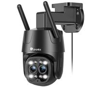 Ctronics 2.5K 4MP Cámara Vigilancia WiFi Exterior con Doble Lente, 2,4/5GHz WiFi IP Cámara Seguimiento de Zoom Automático Detección Humana 6X Zoom Híbrido Visión Nocturna Colorida Audio Bidireccional