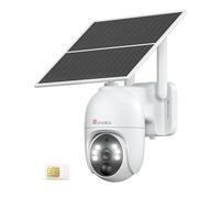 Ctronics 2K 4G LTE Camara Vigilancia Exterior Solar, PTZ IP Cámara Vigilancia Sim Sin Cables, 10400mAh Batería, PC/Cloud/FTP, Visión Nocturna Color, Detección Movimiento PIR (Blanco)