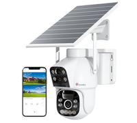 Ctronics 4G LTE Cámara con Tarjeta Sim Exterior【Doble Lente】 15600mAh Batería 8W Panel Solar Cámara Vigilancia Exterior sin Cable Detección PIR Visión Nocturna Colorida PC/Cloud/IP66-No WiFi (Blanco)