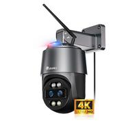 Ctronics 4K 10X Zoom Híbrido Camara Vigilancia WiFi Exterior, Seguimiento y Zoom Auto, 5G/2,4GHz, Detección AI, Luz de Alarma Roja-Azul 30m Visión Nocturna a Color, 256GB TF/NVR/FTP/Cloud, PC/App