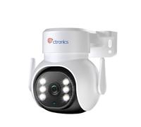 Ctronics 4K 8MP Camara Vigilancia WiFi Exterior, 2,4Ghz/5Ghz WiFi PTZ IP Camera Exterior con Detección Persona/Vehículo/Mascota Seguimiento Automático Visión Nocturna en Color 30m Blanco