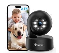 Ctronics 4MP Camara Vigilancia WiFi Interior, 2,4/5GHz WiFi&Bluetooth Camaras Vigilancia, Visión Nocturna a Color, PTZ 355°/ 120°,Detección de Movimiento&Auto Tracking per Bebé/Mascota (Nergo)