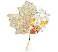 CTRSM Broche, Broche Accesorios de Moda for Damas Broche Elegante de Hoja de Arce de Cristal Brillante for Damas Broche for Fiesta de Bodas Broche(Yellow)
