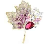 CTRSM Broche, Broche Accesorios de Moda for Damas Broche Elegante de Hoja de Arce de Cristal Brillante for Damas Broche for Fiesta de Bodas Broche(Pink)
