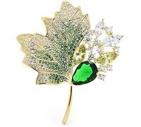 CTRSM Broche, Broche Accesorios de Moda for Damas Broche Elegante de Hoja de Arce de Cristal Brillante for Damas Broche for Fiesta de Bodas Broche(Green)