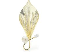 CTRSM Broche, Broche Accesorios de Moda for Damas Broche Elegante Grande con Forma de Lirio Hueco Broche de Lujo con Flores de Perla for Fiesta y Banquete(Gold)