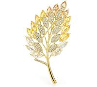 CTRSM Broche, Broche Elegante de Lujo for Mujer, Broche de Hoja con circonita cúbica en Forma de Hoja, Broche for Banquete de Boda, Accesorios de Moda for Mujer, Broche(Yellow)
