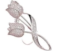 CTRSM Broche, Broches Broche de Flor de tulipán con Diamantes de imitación Broche de Traje antideslumbrante Broche de Cuello Broches de joyería for Mujer