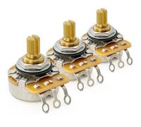 CTS 450G A250K Potenciómetros Latón Corto Split Shaft 1/4 Pulgada 10% Audio Taper Poti para Guitarra Eléctrica Bajo(Set de 3)