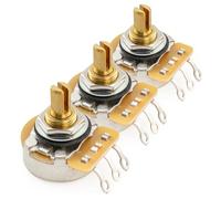 CTS 450G A250K Potenciómetros Metrico Grueso 18-Spline Latón Corto Split Shaft 1/4 Pulgada 10% Audio Taper Poti para Guitarra Eléctrica Bajo(Set de 3)
