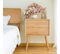 Cttasty Mesita de noche, moderna mesita de noche de madera maciza de mediados de siglo con cajón, mesa auxiliar con patas de taburete alto, 25.59 pulgadas de alto x 19.69 pulgadas de ancho x 15.75