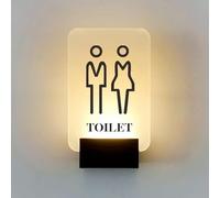 CTTQIBUIN Letrero LED for baño, letrero de neón iluminado for montaje en pared, decoración de iluminado con borde, divertido baño, decoración de(C)