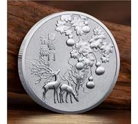 CTTSDHIPE Moneda Conmemorativa Cinco Bendiciones Llegando A La Puerta Moneda De La Suerte Moneda De Desafío Chapada En Plata Moneda Coleccionable De La Suerte