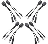 CTXSumTec Kit de inyector y divisor PoE pasivo de 4 pares con conector adaptador DC Powerline de 5,5 x 2,1 mm para cámara de seguridad IP 10/100 Mbps red