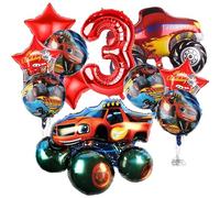 Ctxtqtdt 11 Piezas Globos de Cumpleaños Monste Truck 3 Años Niño, Decoracion Cumpleaños Globos Blaz And The Monste Machine, Set Globos para Fiesta de Decoracion Cumpleaños Niños (3)