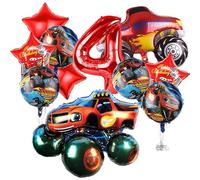 Ctxtqtdt 11 Piezas Globos de Cumpleaños Monste Truck 4 Años Niño, Decoracion Cumpleaños Globos Blaz And The Monste Machine, Set Globos para Fiesta de Decoracion Cumpleaños Niños (4)