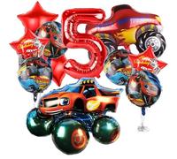 Ctxtqtdt 11 Piezas Globos de Cumpleaños Monste Truck 5 Años Niño, Decoracion Cumpleaños Globos Blaz And The Monste Machine, Set Globos para Fiesta de Decoracion Cumpleaños Niños (5)