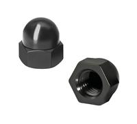 Ctyjia 25 Piezas Tapas de Tuerca de Cúpula M8, Tuercas de Sombrerete, Tuercas Ciegas Hexagonales, Tuercas Bellota, Negro