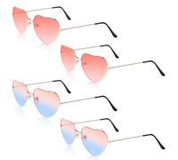 CTYUEYUN 4 gafas de sol con forma de corazón, estilo hippie, en forma de corazón, gafas de sol de metal con forma de corazón de los 90, para niños, hombres y mujeres, adecuadas para fiestas de