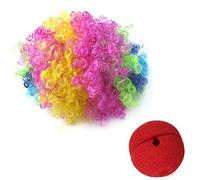 Ctzrzyt Nariz de payaso espuma roja + Peluca de payaso multicolor para vestido de lujo de cosplay mascarada