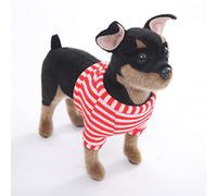 CU-MATE Perro Doberman de peluche de 10 pulgadas, Pinscher de animal, negro y bronceado, realista juguete de peluche para cachorros, regalo de pie