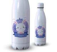 CUAC REVOLUTION Botella personalizada con diseño conejito y texto 500ml | Botella de agua acero inoxidable térmica de doble capa | Libre de BPA y reutilizable | Bebidas frías 24h y calientes 12h