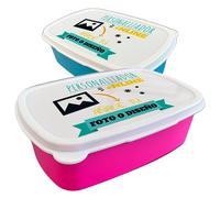 CUAC REVOLUTION Fiambrera personalizada infantil para colegio o guardería. Caja merienda personalizada. Apta para microondas y lavavajillas. Libre de BPA. Ideal para los almuerzos del cole (Azul)