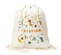 CUAC REVOLUTION Mochila saco niño personalizada diseño dinosaurios. Mochila de cuerdas infantil para la Vuelta al cole o guardería.