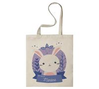 CUAC REVOLUTION Tote Bag personalizada diseño conejito. Bolsa de tela personalizable, resistente y multiusos. Tote bag de asas largas y tacto suave. Amiga del medio ambiente.