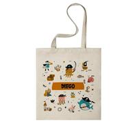 CUAC REVOLUTION Tote Bag personalizada diseño piratas. Bolsa de tela reutilizable, ligera, resistente y de tacto suave. Multiusos.