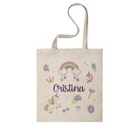 CUAC REVOLUTION Tote Bag Personalizada Diseño Unicornios - Bolsa Reutilizable con Asas Largas, Ligera y Resistente
