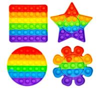 Cuackamily 4 Pcs Pop Fidget It Toys Set, Juguetes Antiestres Niños, Push and Pop Bubble Fidget Toy Antiestres Sensorial Herramientas para Aliviar el Estrés y la Ansiedad para Niños y Adultos Regalos