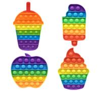 Cuackamily 4 Piezas Pop Fidget It Toys Set, Juguetes Antiestres Bubble Fidget Niños, Helado*2, Manzana, Taza, Juego Arcoiris Sensorial Fidget Toys, Regalos Cumpleaños Fiestas para Adultos y Niños