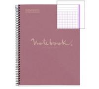 Miquelrius - Cuaderno Reciclado A4, 80 Hojas de 80 g/m², Cuadrícula 5 x 5 mm, Papel reciclado (recuperado Post-Consumo), 1 Franja de Color, 4 Taladros, Cubierta Reciclada, Eco Lavanda
