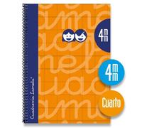 Cuaderno 4º forrado cuadrovia 4mm 80h tapa dura naranja