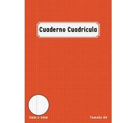 Cuaderno A4: 5mm Cuadrícula 5x5 con Margen Libreta de Cuadros para Matemáticas Fisica Primaria Secundaria | 100 páginas | Grande | Naranja