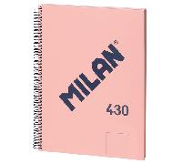 MILAN® Cuaderno A4 con espiral y tapa dura, 80 hojas blancas de 95 gr/m², colección 430 since 1918, rosa